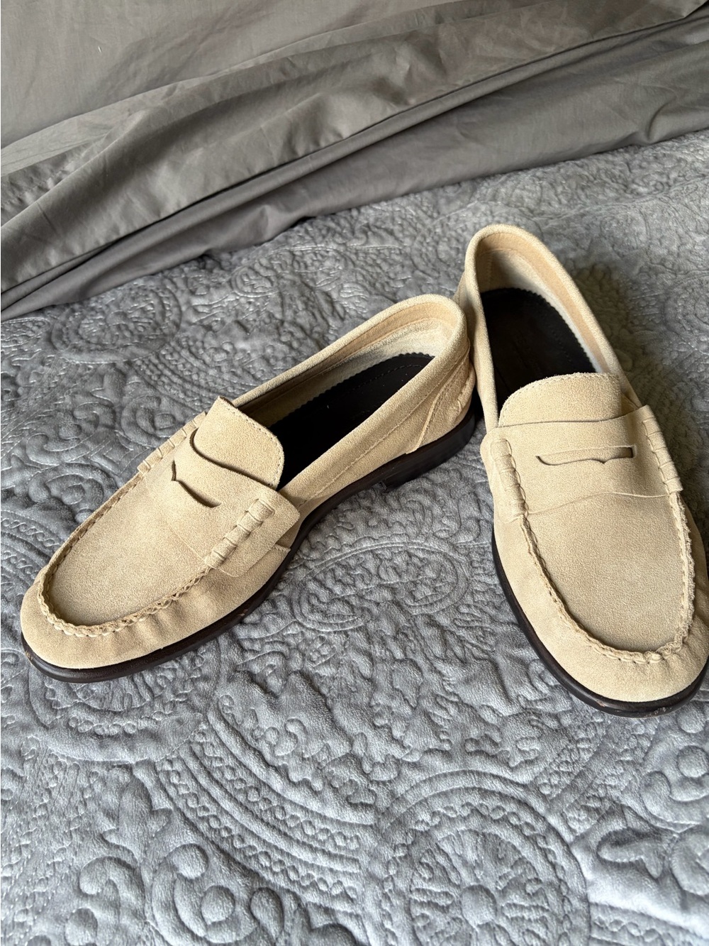rag & bone Cream Suede Penny Loafers